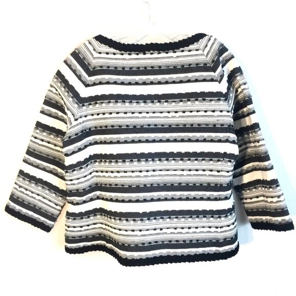 Bob Mackie Embellished Crop Blazer Jacket Black White Stripe Size 14 - Picture 3 of 4